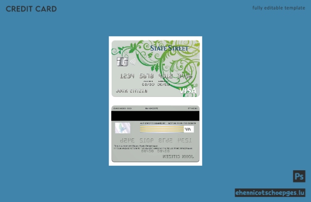 Belize State Street Bank Visa-Kartenbeispielvorschau